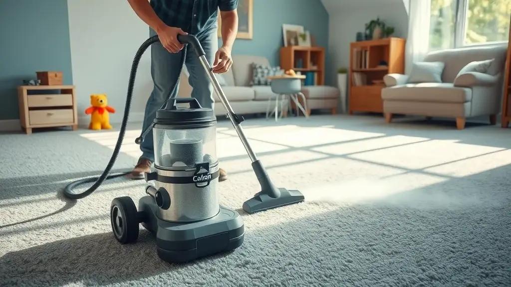 Technician using steam cleaning on a plush carpet, steam cleaning carpet cleaners close to me