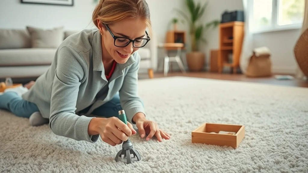 DIY pet damaged carpet repair by homeowner with carpet patch kit